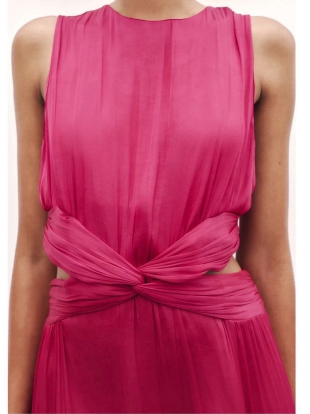 Zara Pink waist Cut-out Twist-Front Dress